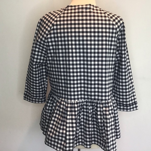 Victoria Beckham for Target Black and White Gingham Twill Peplum blouse Medium - Picture 4 of 11
